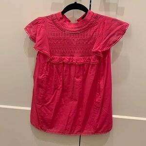 J Crew Pink Flutter Sleeve Top